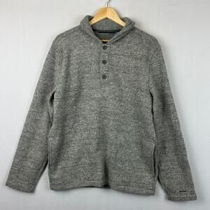 Prana Tri Thermal Threads Henley Fleece Polartec Shawl Collar Gray Men's Size L